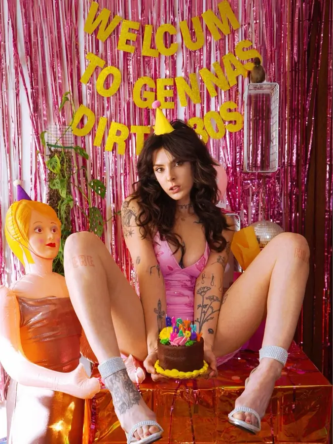 Genna James with Cake